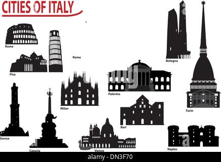 Silhouettes de villes italiennes Illustration de Vecteur