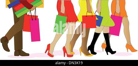 Shopping jambes Illustration de Vecteur