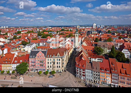 Vue sur la ville de Erfurt avec Market Street, Thuringe, Allemagne Banque D'Images