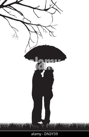 Couple under umbrella Illustration de Vecteur