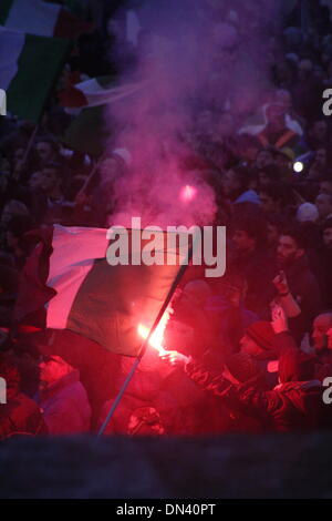 Rome, Italie 18 décembre 2013, le mouvement 'fourche' manifestants dans la Piazza del Popolo, Rome, Ital Crédit : Gari Wyn Williams/Alamy Live News Banque D'Images