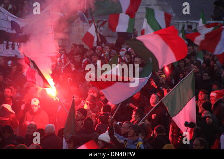 Rome, Italie 18 décembre 2013, le mouvement 'fourche' manifestants dans la Piazza del Popolo, Rome, Ital Crédit : Gari Wyn Williams/Alamy Live News Banque D'Images