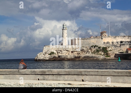 Castillo del Morro de Castillo de San Salvador de la Punta, vieille La Havane (La Habana Vieja), Cuba, mer des Caraïbes, l'Amérique centrale Banque D'Images