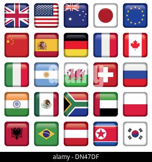 Vector set de drapeaux monde Top membres Illustration de Vecteur