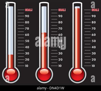 Thermomètres de vecteur à différents niveaux Illustration de Vecteur