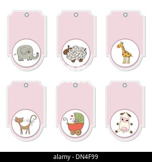 Ensemble étiquettes animaux cartoon Illustration de Vecteur