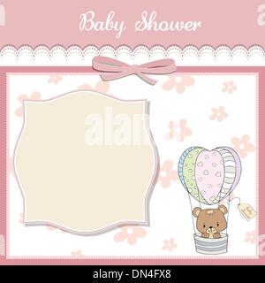 Douche délicate de bébé ours avec carte Illustration de Vecteur