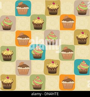 Transparente avec motif enfantin cupcakes Illustration de Vecteur