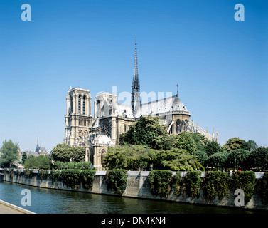 La Cathédrale Notre Dame vue depuis le sud montrant la Seine, Paris, France Banque D'Images