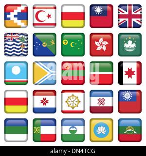 Ensemble de drapeaux carrés asiatiques Illustration de Vecteur