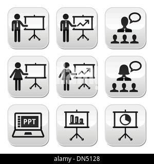 La présentation d'affaires, conférence, discours boutons vectoriels Illustration de Vecteur