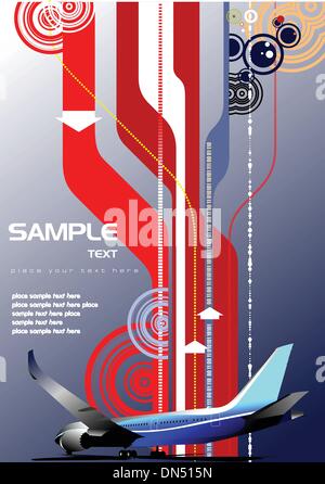 Couvrir pour brochure avec arrière-plan et l'image de l'avion de l'aéroport Illustration de Vecteur