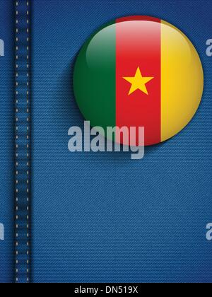 Bouton Drapeau Cameroun en jeans Pocket Illustration de Vecteur