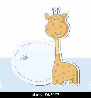 Bébé garçon carte douche avec mignon girafe Illustration de Vecteur