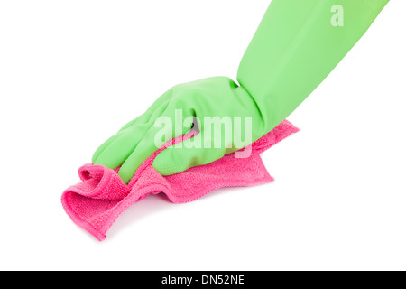 Rag pour nettoyage humide dans la main de femme Banque D'Images