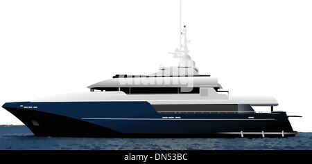 Noir Bleu ocean yacht. Vector illustration Illustration de Vecteur
