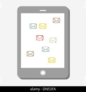 Tablette avec mail d'icônes. Vector Illustration de Vecteur