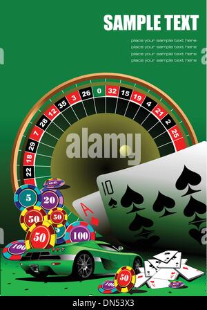 Éléments de casino avec sport voiture libre. Vector illustration Illustration de Vecteur