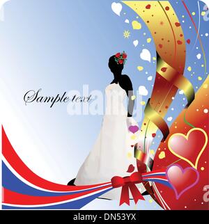 Mariage ou Saint-valentin Carte de Vœux. Vector illustration. Illustration de Vecteur