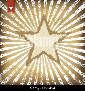 Retro brown sunburst fond avec star. Illustration vectorielle, Illustration de Vecteur