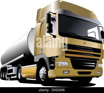 Camion jaune sur la route. Vector illustration Illustration de Vecteur