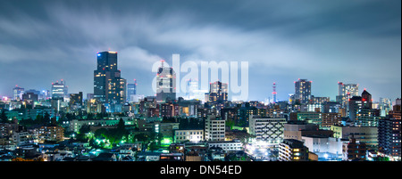 Sendai, Japon cityscape at night Banque D'Images
