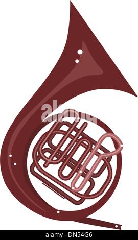 Une comédie musicale French Horn sur fond marron foncé Illustration de Vecteur