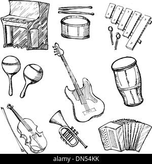Ensemble d'instruments de musique Illustration de Vecteur