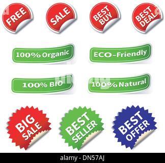 Ensemble de divers libellé de forme et d'autocollants Illustration de Vecteur