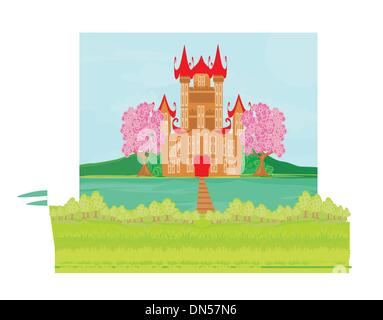 Brown princess castle on the river Illustration de Vecteur