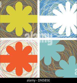 Jeu de carte vintage avec des fleurs à la main Illustration de Vecteur