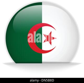 Drapeau Algérie Bouton brillant Illustration de Vecteur