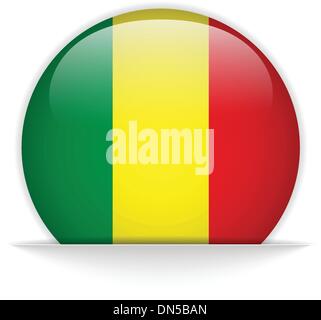 Drapeau Mali Bouton brillant Illustration de Vecteur
