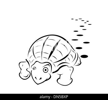 Le noir et blanc coloriage tatouage tortue Illustration de Vecteur