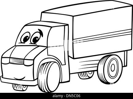 Camion funny cartoon pour Coloring Book Illustration de Vecteur