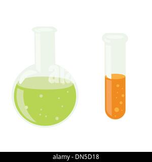 Les flacons de laboratoire de chimie. Illustration de Vecteur