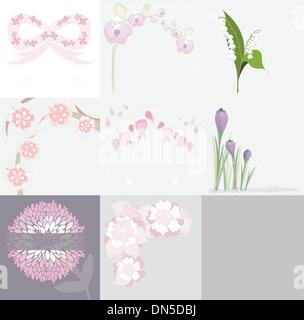 Ensemble de divers floral background d'accueil ou de cartes d'anniversaire Illustration de Vecteur