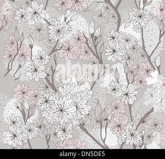 Cherry Blossom transparente motif fleurs. Motif floral abstrait Illustration de Vecteur