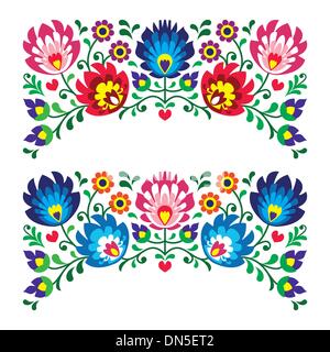 Polish folk les motifs de broderie florale pour la carte Illustration de Vecteur