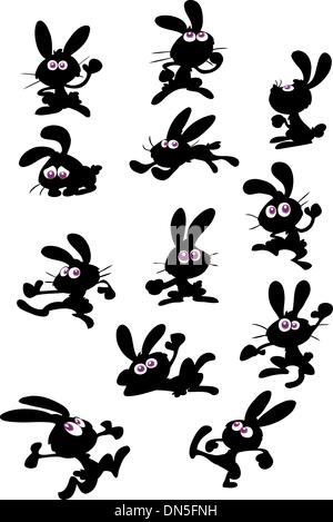 Silhouet lapin vector set Illustration de Vecteur