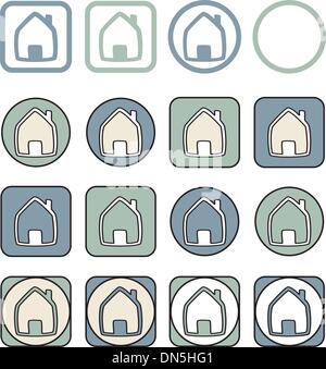 Home icon vector set. Chambre contours silhouette dans différentes formes isolé sur fond blanc. Illustration de Vecteur