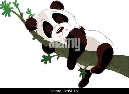 Panda dormir sur une branche Illustration de Vecteur