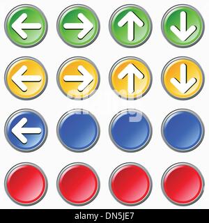 Ensemble d'icônes flèches colorés sur fond blanc Illustration de Vecteur