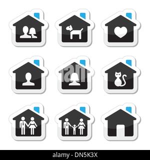 Maison, famille vector icons set Illustration de Vecteur