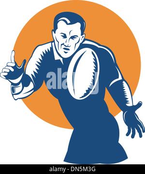 Rugby player passer la balle Illustration de Vecteur