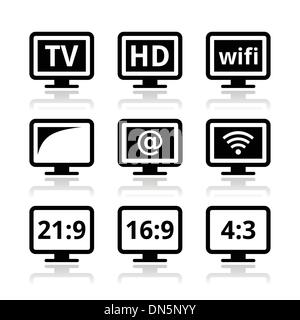 L'écran de télévision, écran icons set Illustration de Vecteur