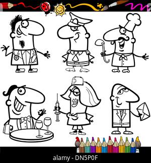 Livre de coloriage pour les professions des personnes Illustration de Vecteur