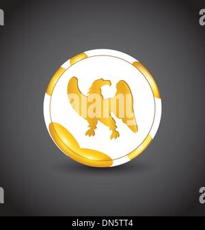 Pièce d'or avec eagle isolé sur fond noir Illustration de Vecteur