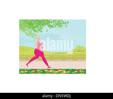 Young woman jogging,grosse fille rêve d'être une fille maigre Illustration de Vecteur