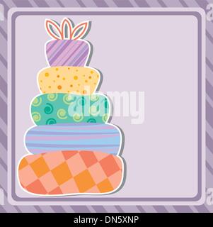 Carte avec gâteau d'anniversaire et copy-space Illustration de Vecteur